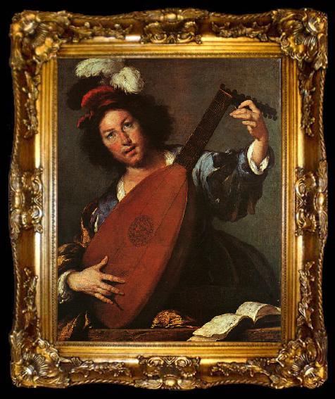 framed  Bernardo Strozzi Lute Player, ta009-2